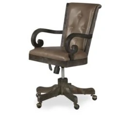 Bellamy Traditional Weathered Peppercorn Upholstered Desk Chair