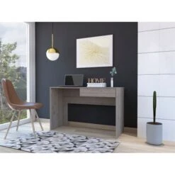 Acre Computer Desk With Drawer - Light Grey