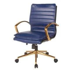Ave Six Mid-Back Faux Leather Office Chair With Gold Finish Base - CREAM -Felloweis Store 5d485b43 5478 42a8 b10a 4e083b7d0310