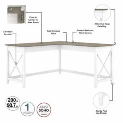 Key West 60W L Desk With 2 Drawer File Cabinet By Bush Furniture - Shiplap Gray/Pure White -Felloweis Store 5dcb5da5 a1e7 403d a7c1 0f72302e25e1