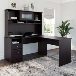 Cabot 60W L Shaped Computer Desk With Hutch By Bush Furniture - Ash Gray -Felloweis Store 5f665622 2540 4e78 a6a2 d11b1197ed95