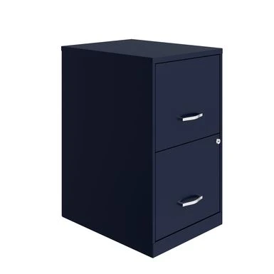 Space Solutions 18in. 2 Drawer Metal File Cabinet, Navy - Blue - Letter 1 Space Solutions 18in. 2 Drawer Metal File Cabinet, Navy - Blue - Letter
