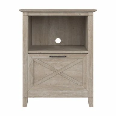 Key West Lateral File Cabinet With Shelf By Bush Furniture - Washed Gray 4 Key West Lateral File Cabinet With Shelf By Bush Furniture - Washed Gray - Image 4