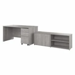 Studio C 60W Desk With Return And Cabinet By Bush Business Furniture - Platinum Gray -Felloweis Store 607e59a0 cf82 44a8 bbe9 e4742e027a4d