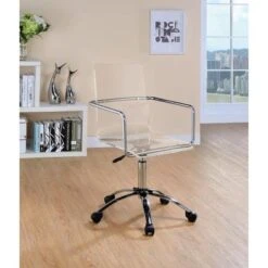 Amaturo Office Chair With Casters Clear And Chrome
