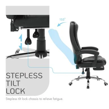 Porthos Home Jett Executive Office Chair, Reclining Backrest, Retractable Footrest - Brown 9 Porthos Home Jett Executive Office Chair, Reclining Backrest, Retractable Footrest - Brown - Image 9