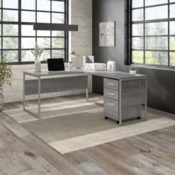 Hybrid 60W X 30D Computer Table Desk By Bush Business Furniture - Platinum Gray -Felloweis Store 6139714d c5f4 4a83 9860 3427c9d4f671
