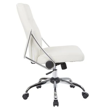 Faux Leather Office Chair With Chrome Base And Built-In Lumbar Support - White 15 Faux Leather Office Chair With Chrome Base And Built-In Lumbar Support - White - Image 15