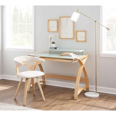 Carson Carrington Bentley Office Desk - Natural Wood & White Frosted Glass 7 Carson Carrington Bentley Office Desk - Natural Wood & White Frosted Glass - Image 7