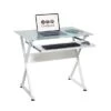 OneSpace 50-JN1201 White Ultramodern Glass Computer Desk With Pull-out Keyboard Tray - White