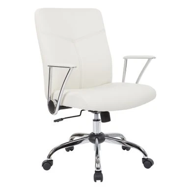 Faux Leather Office Chair With Chrome Base And Built-In Lumbar Support - White 4 Faux Leather Office Chair With Chrome Base And Built-In Lumbar Support - White - Image 4