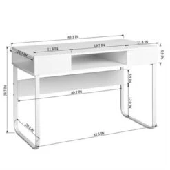 Clihome 43.3" Rectangular Writing Desk With Open Storage - White -Felloweis Store 62d5fe36 b26d 4518 a846 6bd76bd7a8f4