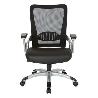 Black Mesh Back Manager's Office Chair With Silver Frame - Black Faux Leather 11 Black Mesh Back Manager's Office Chair With Silver Frame - Black Faux Leather - Image 11