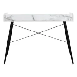 Computer Desk/ Home Office/ Laptop/ Storage Shelves/ 48"L/ Work/ Metal/ Laminate/ White Marble Look/ Black/ Contemporary/ Modern -Felloweis Store 633a9e70 1572 4365 bb6b 189059c06fc5