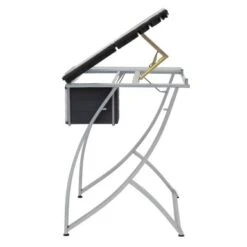 Studio Designs Futura Advanced Silver Metal Drafting Table With Glass Tabletop - Silver -Felloweis Store 637a30a6 e193 49ae bb47 c075cf7fff18