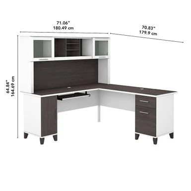 Somerset 71W L Shaped Desk With Hutch - Hansen Cherry 14 Somerset 71W L Shaped Desk With Hutch - Hansen Cherry - Image 14