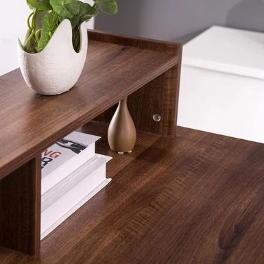 Mcombo L-Shaped Desk Computer Gaming Corner Desk With Large Monitor Stand, Office Writing Workstation With Movable Shelf - Ebony 13 Mcombo L-Shaped Desk Computer Gaming Corner Desk With Large Monitor Stand, Office Writing Workstation With Movable Shelf - Ebony - Image 13