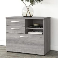 Studio A Storage Cabinet With Drawers By Bush Business Furniture - Platinum Gray