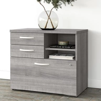 Studio A Storage Cabinet With Drawers By Bush Business Furniture - Platinum Gray 1 Studio A Storage Cabinet With Drawers By Bush Business Furniture - Platinum Gray