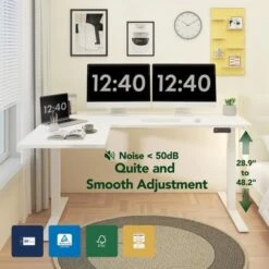 FlexiSpot 63"/ 71" Dual Motor L-Shaped Home Office Height Adjustable Standing Desk - 63" X 40" - Black -Felloweis Store 65bbf991 9d24 4fe6 b076 b23057e3a357