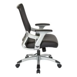 Black Mesh Back Manager's Office Chair With Silver Frame - Black Faux Leather 19 Black Mesh Back Manager's Office Chair With Silver Frame - Black Faux Leather -Felloweis Store 6608d358 e4ab 4841 a163 be4f0a5437e8