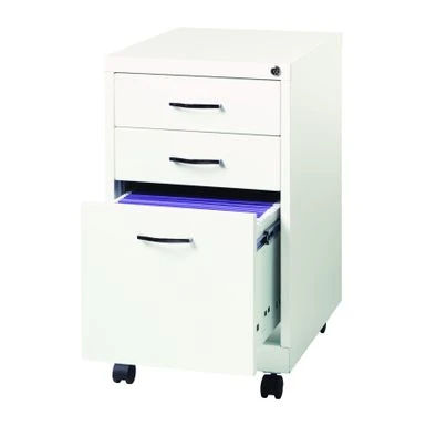 Office Designs White Metal 19-inch 3-drawer Pedestal File Cabinet - White 2 Office Designs White Metal 19-inch 3-drawer Pedestal File Cabinet - White - Image 2
