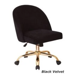 Layton Mid-Back Office Chair With Gold Base - Black Velvet