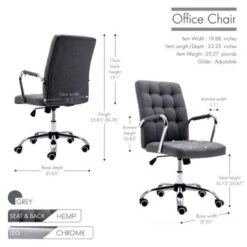 Porthos Home Ocia 360? Swivel Office Chair, Hemp Fabric Upholstery - Grey 20 Porthos Home Ocia 360? Swivel Office Chair, Hemp Fabric Upholstery - Grey -Felloweis Store 6877dad6 804b 4658 9967 f0eb33f87464