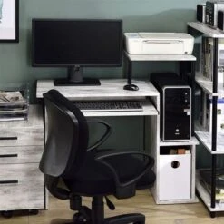 Wooden Computer Desk With Keyboard Tray - Weathered Oak And Black 26 Wooden Computer Desk With Keyboard Tray - Weathered Oak And Black -Felloweis Store 690dbf87 aafe 4b53 8d4e b547279623d6