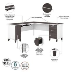 Somerset 71W L Shaped Desk With Hutch - Storm Gray/White 29 Somerset 71W L Shaped Desk With Hutch - Storm Gray/White -Felloweis Store 698a7cf3 5845 4d92 a10f 1a74d044af68