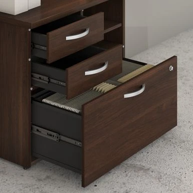Hybrid Office Storage Cabinet With Drawers By Bush Business Furniture - Black Walnut 19 Hybrid Office Storage Cabinet With Drawers By Bush Business Furniture - Black Walnut - Image 19