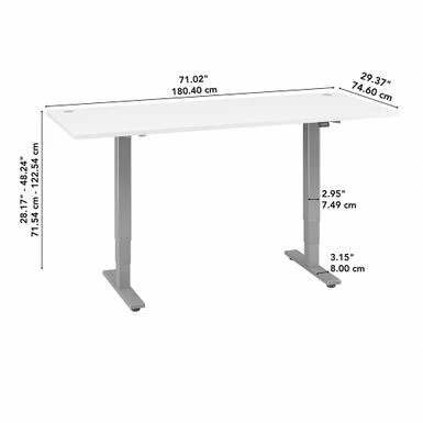Cabot 72W Electric Height Adjustable Standing Desk By Bush Furniture - White/Cool Gray Metallic 6 Cabot 72W Electric Height Adjustable Standing Desk By Bush Furniture - White/Cool Gray Metallic - Image 6