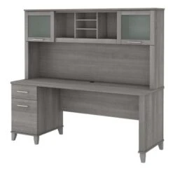 Bush Furniture Somerset 72W Office Desk With Hutch In Ash Gray - Sand Oak -Felloweis Store 6c210ca5 e9e9 40f3 9e3a 98e356d4120d