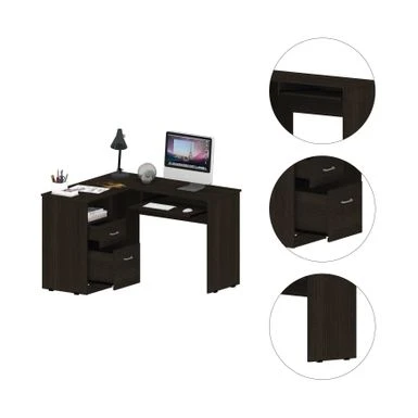 FM Furniture Raleigh L-Shaped Desk With Two Drawers, One Shelf And CPU Storage - Brown 11 FM Furniture Raleigh L-Shaped Desk With Two Drawers, One Shelf And CPU Storage - Brown - Image 11
