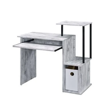 Wooden Computer Desk With Keyboard Tray - Weathered Oak And Black 15 Wooden Computer Desk With Keyboard Tray - Weathered Oak And Black - Image 15