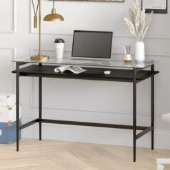 Eaton Desk - Brass 36" With Faux Marble Shelf -Felloweis Store 70d1a81d eb06 4f81 a788 4698257872dc