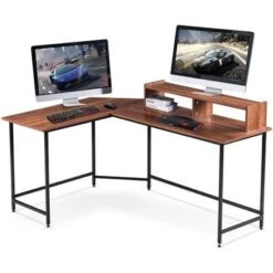 Mcombo L-Shaped Desk Computer Gaming Corner Desk With Large Monitor Stand, Office Writing Workstation With Movable Shelf - Ebony 24 Mcombo L-Shaped Desk Computer Gaming Corner Desk With Large Monitor Stand, Office Writing Workstation With Movable Shelf - Ebony -Felloweis Store 713b5d7f b63d 4f6f bb18 0bd162b31b7e