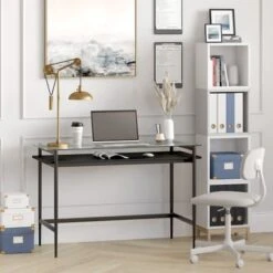 Eaton Desk - Brass 36" With Faux Marble Shelf -Felloweis Store 71c38a0d 151f 46a4 89bc 5f182a40ffb3