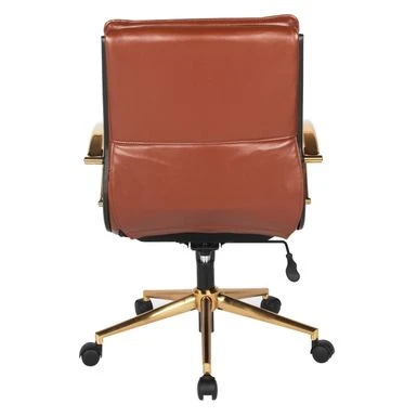 Ave Six Mid-Back Faux Leather Office Chair With Gold Finish Base - Saddle 20 Ave Six Mid-Back Faux Leather Office Chair With Gold Finish Base - Saddle - Image 20