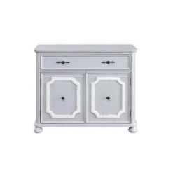Wood Cabinet With Double Door In Gray Finish - Gray