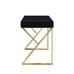 Silver Orchid Serra High Gloss Modern Desk - Black-Gold -Felloweis Store 731c4b76 4308 4937 ac1f ff52272d9633