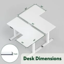 FlexiSpot 63"/ 71" Dual Motor L-Shaped Home Office Height Adjustable Standing Desk - 63" X 40" - Black -Felloweis Store 7480620c 76f0 4732 9300 9f813547f569