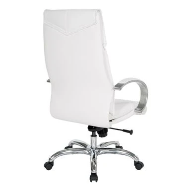 Deluxe High Back Executive Chair With Polished Aluminum Base And Padded Arms - White 4 Deluxe High Back Executive Chair With Polished Aluminum Base And Padded Arms - White - Image 4