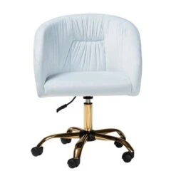 Baxton Studio Ravenna Contemporary Glam And Luxe Velvet Fabric And Gold Metal Swivel Office Chair - Aqua, Gold -Felloweis Store 7676be53 c976 43dc 9ef1 1e05a6f0440d