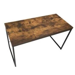 Rectangular Wooden Desk With Metal Base, Weathered Oak Brown And Black -Felloweis Store 77d6959d f187 41ad 8819 123ea660e620