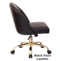 Layton Mid-Back Office Chair With Gold Base - Black Velvet -Felloweis Store 7807e552 8fbb 4271 9623 2820127dca12
