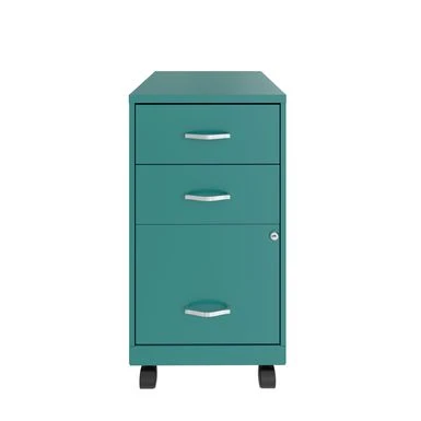 Space Solutions 18" Deep 3 Drawer Mobile Organizer Metal Cabinet, Teal - Green - Letter 5 Space Solutions 18" Deep 3 Drawer Mobile Organizer Metal Cabinet, Teal - Green - Letter - Image 5