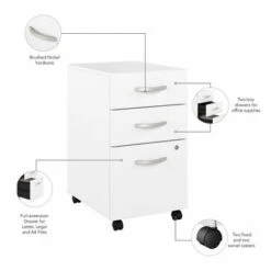Hybrid 3 Drawer Mobile File Cabinet By Bush Business Furniture - White -Felloweis Store 7a1cb2e7 3986 4036 bff0 d1cc91a940e7