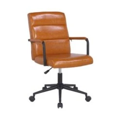 Porthos Home Pei Office Chair, Tufted PU Leather, Steel Swivel Base - White -Felloweis Store 7a5f674a f79e 4776 b518 5a0e8f6c0e43