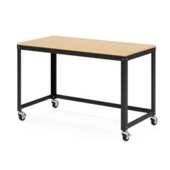 Space Solutions 48" W Mobile Metal Desk With Laminate Top, Black/Maple - White 11 Space Solutions 48" W Mobile Metal Desk With Laminate Top, Black/Maple - White -Felloweis Store 7b64d787 4519 489c 8a4b 2c0f7c16e0a7